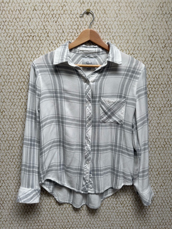 Rails Tops - Rails Hunter Plaid Button Down Shirt White Gray Soft Flannel-Style Top XS